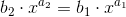 b_2\cdot x^{a_2}=b_1\cdot x^{a_1}