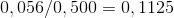 0,056/0,500=0,1125