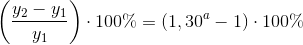 \left (\frac{y_2-y_1}{y_1} \right )\cdot 100\%=\left (1,30^a-1 \right )\cdot 100\%