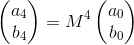 \begin{pmatrix} a_{4}\\ b_{4} \end{pmatrix}=M^{4}\begin{pmatrix} a_{0}\\ b_{0} \end{pmatrix}