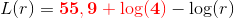 L(r)=\mathbf{\color{Red} 55,9+\log(4)}-\log(r)