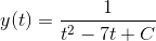y(t)=\frac{1}{t^2-7t+C}