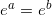 \inline e^a = e^b