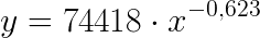 \LARGE \VeryLarge\\ y=74418\cdot x^{-0,623}
