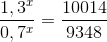 \frac{1,3^x}{0,7^x}=\frac{10014}{9348}