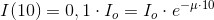 I(10)=0,1\cdot I_o=I_o\cdot e^{-\mu \cdot 10}