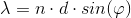 \lambda =n\cdot d\cdot sin(\varphi )