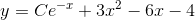y=Ce^{-x}+3x^2-6x-4