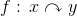f:\,x\curvearrowright y