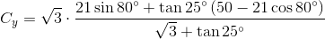 C_{y}=\sqrt{3}\cdot \frac{21\sin 80^{\circ}+\tan 25^{\circ}\left ( 50-21\cos 80^{\circ} \right )}{\sqrt{3}+\tan 25^{\circ}}