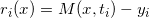 \small r_i(x) = M(x,t_i) - y_i