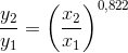 \frac{y_2 }{y_1}= \left (\frac{x_2}{x_1} \right )^{0,822}