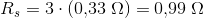 R_{s}=3\cdot (0{,}33\; \Omega )=0{,}99\; \Omega