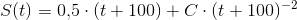 S(t)=0{,}5\cdot (t+100)+C\cdot (t+100)^{-2}