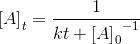 \left [ A \right ]_t=\frac{1}{kt+{\left [ A \right ]_0}^{-1}}