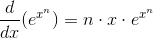 \frac{d}{dx}(e^{x^{n}}) = n\cdot x\cdot e^{x^{n}}