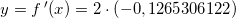 \small y=f{\, }'(x)=2\cdot \left ( -0,1265306122 \right )