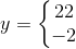 y=\left\{\begin{matrix} 22\\-2 \end{matrix}\right.