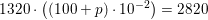 \small 1320\cdot \left ( (100+p)\cdot 10^{-2} \right )=2820