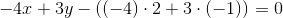 -4x+3y-((-4)\cdot 2+3\cdot (-1))=0