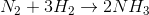 N_2+3H_2\rightarrow 2NH_3