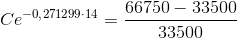 Ce^{-0{,}271299\cdot 14}=\frac{66750-33500}{33500}
