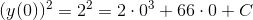 (y(0))^2=2^2=2\cdot 0^3+66\cdot 0+C