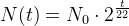N(t)=N_0\cdot 2^{\frac{t}{22}}