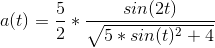 a(t)=\frac{5}{2}*\frac{sin(2t)}{\sqrt{5*sin(t)^{2}+4}}