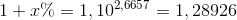 1+x\%=1,10^{2,6657}=1,28926