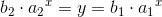 b_2\cdot {a_2}^x=y=b_1\cdot {a_1}^x