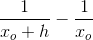 \frac{1}{x_o+h}-\frac{1}{x_o}