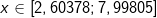 x\in \left [ 2,60378;7,99805 \right ]