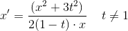 x{}'=\frac{(x^2+3t^2)}{2(1-t)\cdot x}\; \; \; \; t\neq 1