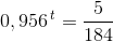 0{,956}^{\, t}=\frac{5}{184}