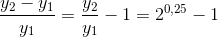 \frac{y_2-y_1}{y_1}=\frac{y_2}{y_1}-1=2^{0,25}-1