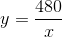 y=\frac{480}{x}