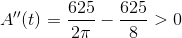 A''(t) = \frac{625}{2\pi} - \frac{625}{8} > 0