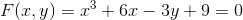 F(x,y) = x^3 + 6x -3y+9 = 0