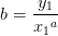 b=\frac{y_1}{{x_1}^a}