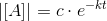 \left | [A] \right |=c\cdot e^{-kt}