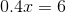 0.4x=6