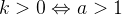 k>0\Leftrightarrow a>1