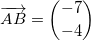 \small \overrightarrow{AB}=\binom{-7}{-4}