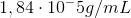 1,84\cdot 10^-5 g/mL