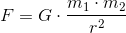 F=G\cdot \frac{m_1\cdot m_2}{r^2}