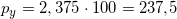 \small p_y=2,375\cdot 100=237{,}5