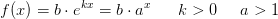 f(x)=b\cdot e^{kx}=b\cdot a^x\; \; \; \; \; \; k>0\; \; \; \; \; a>1