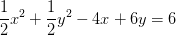 \frac{1}{2}x^2+\frac{1}{2}y^2-4x+6y=6