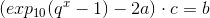 \left (exp_{10}(q^{x}-1)-2a \right )\cdot c=b